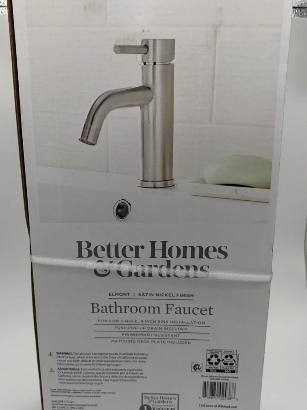 Better Homes and Garden Bathroom Faucet Satin Nickel Finish New in Box